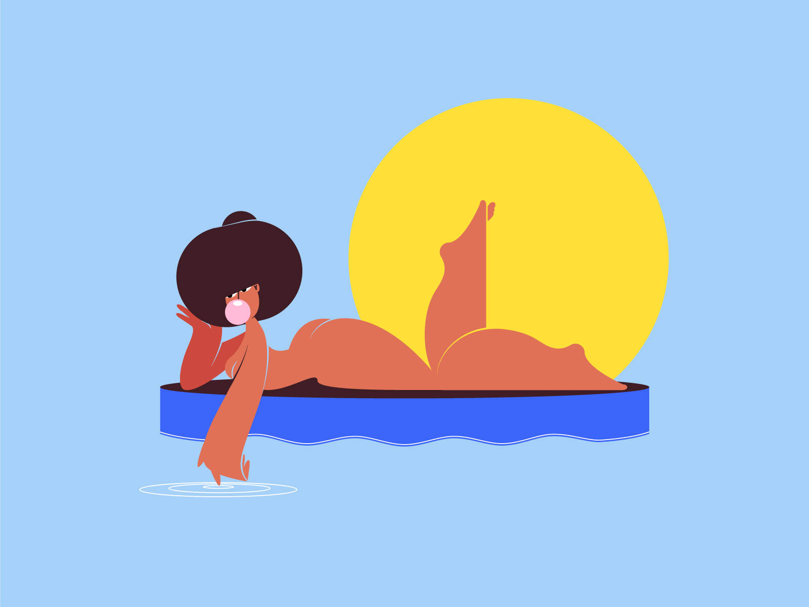 Nude sense woman illustration illustration beach sun bubble gum tan