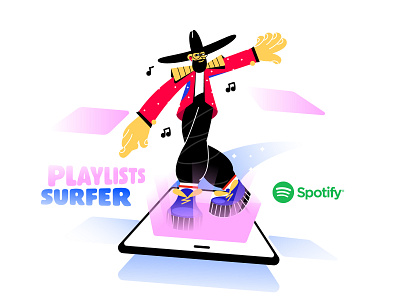 Playlists Surfer brand illustration character concept dance design illustration music music app surfer urban