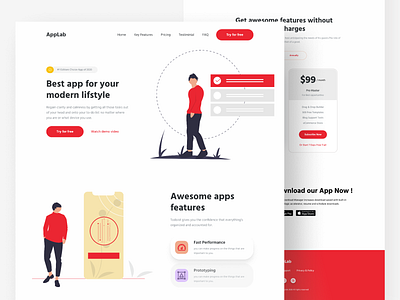 Applab Landing Page 2020 trend abstract analytics app design application dashboard digital art firstshot flatdesign illustration ios landing page design manegement minimalistic modern design ui uidesign web design