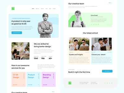 UIUX Agency Landing Page brand design brand identity design agency landing page design landingpage modern design muted colors product design uidesign uiux uiuxdesign ux design agency web design web design agency web designer web development