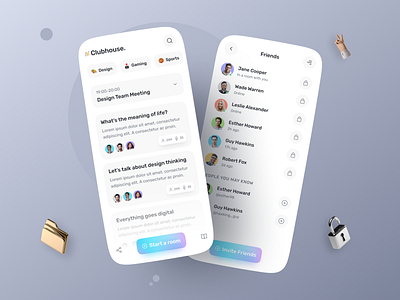 Club House Design Concept 2021 trend 3d 3d icon app redesign appdesign clean ui clubhouse clubhouseappredesign concept design design concept ios minimal mobile app mobile design mobile ui redesign trendy ui uiux whitespace