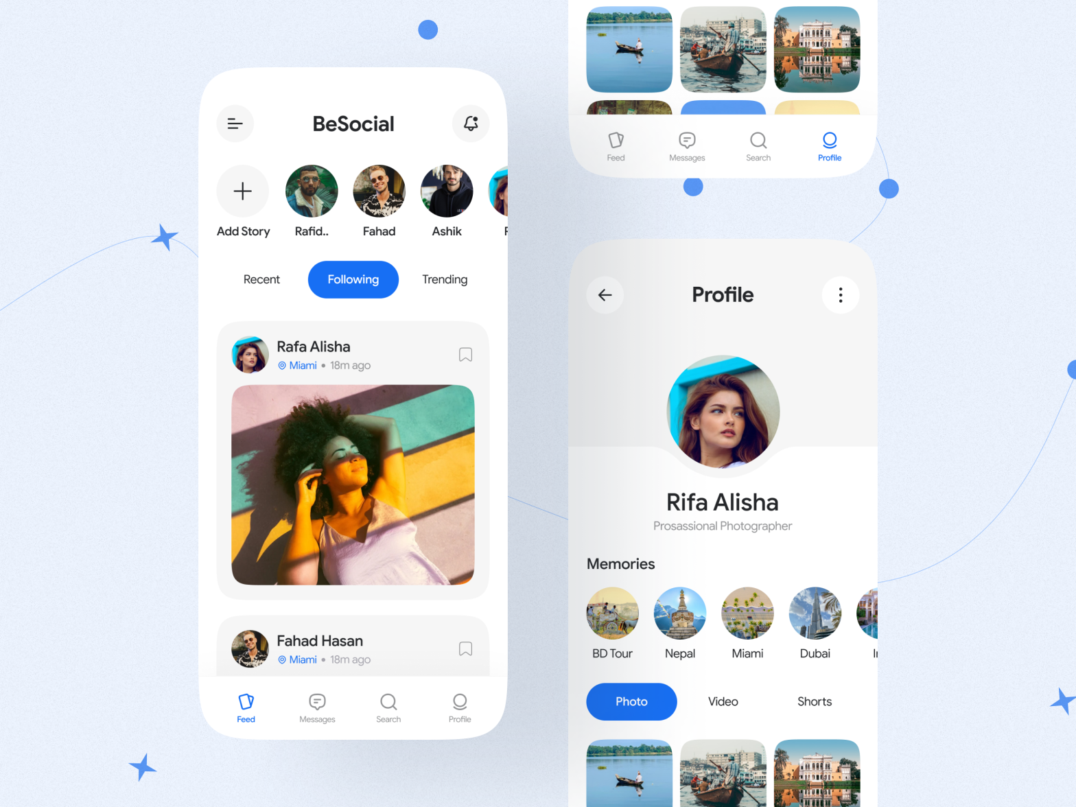 BeSocial App UI Design by Raju Husen on Dribbble