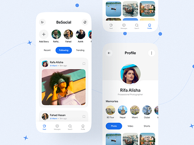 BeSocial App UI Design app design clean ui concept design design inspiration ios app mobile app design mobile app ui mobile app uiux mobile design mobile ui mobile uiux modern design social app ui design uiux design