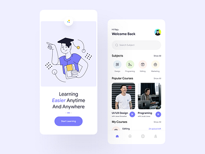 Learning App UI app design clean design concept course app courses design exploration illutration ios design learning learning app minimal minimalist mobile mobile design mobile ui typography ui ui design ux