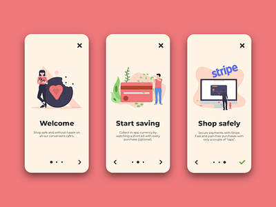 Smart Cafe App Onboarding app design flat minimal mobile ui ux