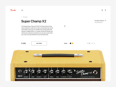 Fender - Product page design flat minimal type typography ui ux web website