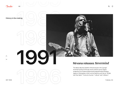 Fender - History design flat minimal typography ui website