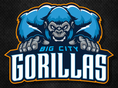 Gorillas big apes branding football gorilla lacrosse primate roller derby soccer sports mascot
