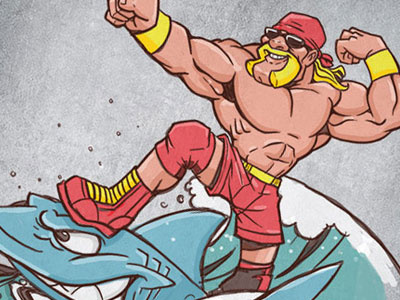 Hulk Hogan beachwear beach hulk hogan illustration ink tycoon mike ray shark t shirt design tycoon creative vector wave wwf