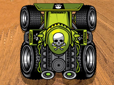 Race App car crossbones game little green machine off road perspective racing skull tires