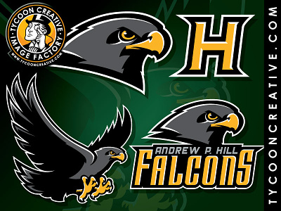 Andrew P Hill brand design falcon falcon mascot illustration mike ray school branding school mascot tycoon tycoon creative