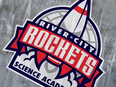 River City Rockets logo rocket school team design