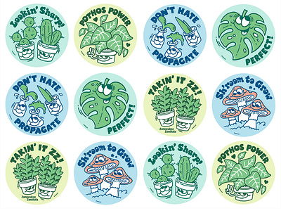 Plant Sticker Designs 80s illustration sticker