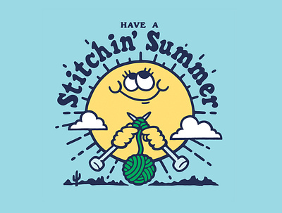 Stitchin' Summer Logo 70s illustration logo