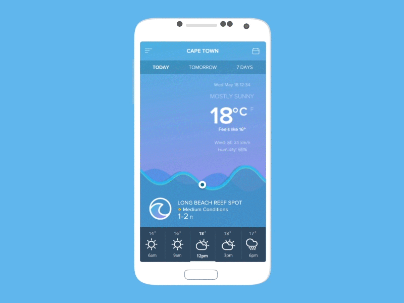 Weather App after effects animation app blue rain sketch surf surf report water weather