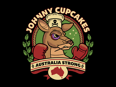 Johnny Cupcakes Australia Relief australia australian boxing cupcakes design graphic design graphicdesign illustration johnny cupcakes johnnycupcakes kangaroo tattoo vector