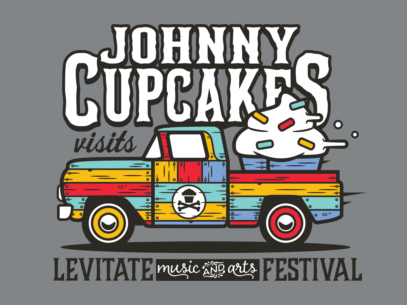 Johnny Cupcakes Levitate Festival Collab cupcakes design fesitval graphic design graphicdesign illustration johnny cupcakes johnnycupcakes music truck trucks vector