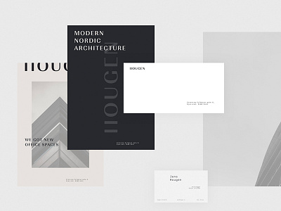 Hougen Arkitekter Stationery Items a4 architecture flyer luxury minimal modern print stationery white space