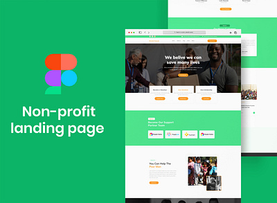 Non-profit landing page branding figma home page design landing page design mobile app design ui webpagedesign website design