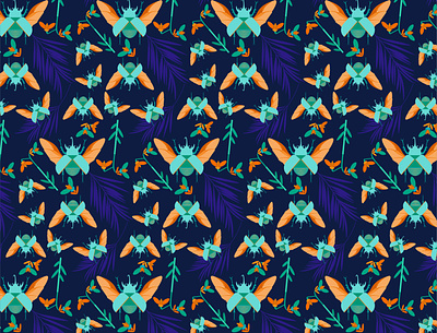 pattern beetle beetle branding design illustration mint orange pattern vector