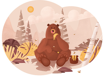bear bear design forest honey illustration landscape landscape illustration landscapes nature vector