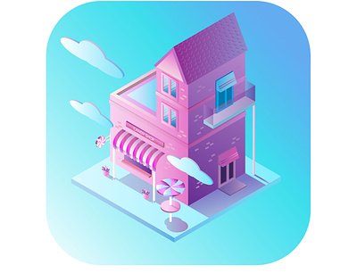 isometry candy 3d 3d art architecture branding candy candy shop illustration isometric illustration isometry pink