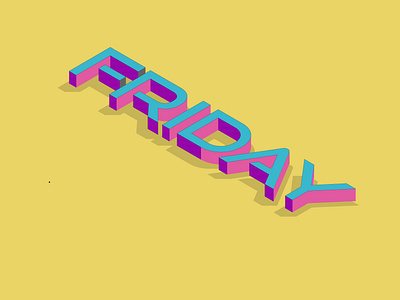 Friday Isometric text using 80's inspired color palette