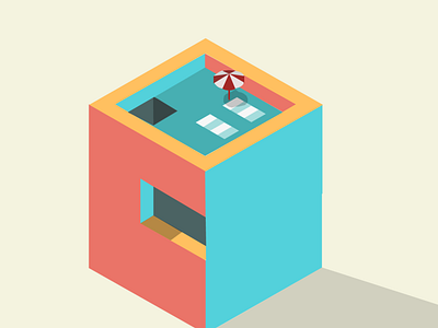 Simple Isometric house with a roof top