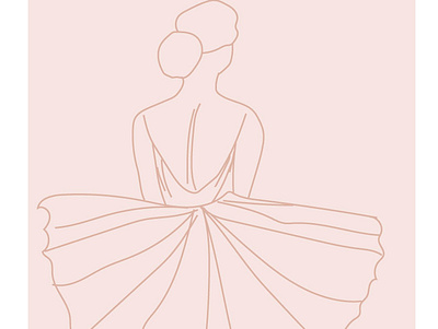 Ballerina line art work design digital art illustraion illustrator lineart pink vector