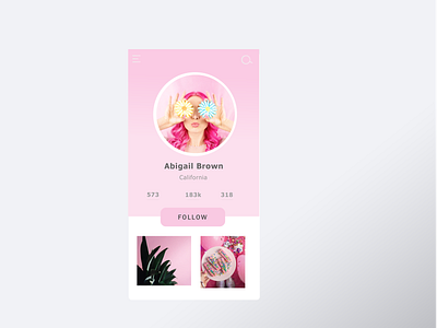 Social Media Profile Design #DailyUI app branding dailyui design design app graphic design pink ui uichallenge