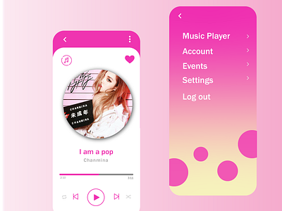 Music Player app dailyui design graphic design pink ui uichallenge