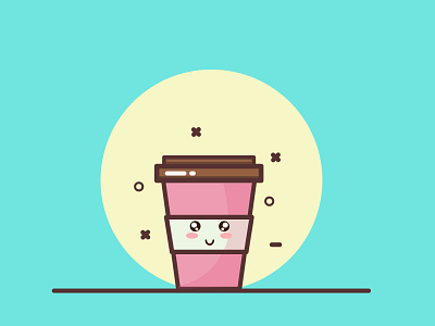 Coffee Cup Character かわいい design digital art graphic design illustraion illustration illustrator pink vector