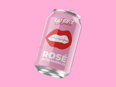 Bitchy Club Rosé can design alcohol bitchy branding can design drink illustration lips logo mockup packaging pinkred rosé wine