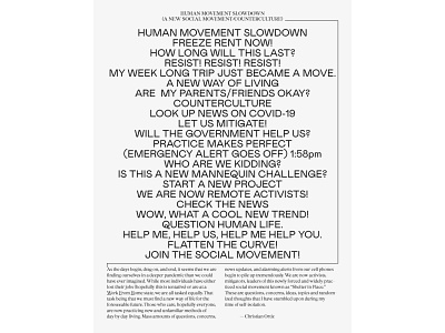 Human Movement Slowdown editorial graphic design print risograph