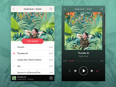 Daily UI #009 – Music Player 009 album caleb dailyui groh list music pause play player songs track