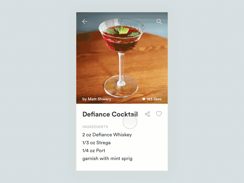 Daily UI #010 – Cocktail App "Social Share" 010 animation app cocktails dailyui drinks principle share social