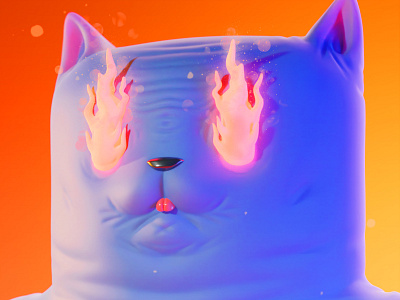 Gato 3d blender cat character character design fire flames illustration