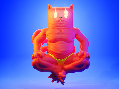 Cato 3d blender cat character character design evil flames illustration