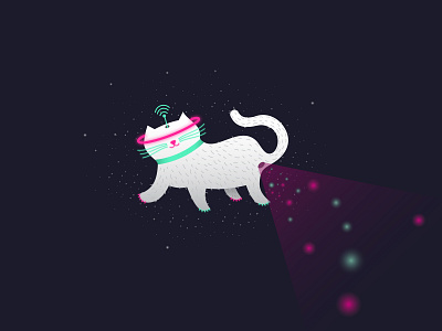 space kitty cat cute neon colors portal space