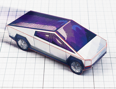 FREE Tesla Cybertruck - Paper Toy 3d car cardboard craft cybertruck design elon musk illustration paper papercraft papertoy promotional tesla toy truck