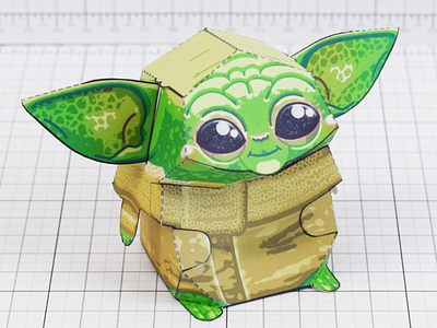 Baby Yoda Minecraft Style Origami Papercraft (Download Now) 