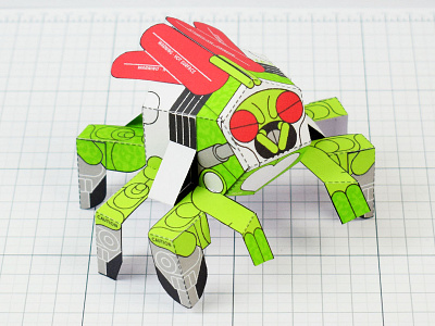 Robot Fly Monster Papercraft 3d bug characer fly illustration monster papercraft papertoy robot space valentines