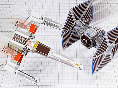 X-wing and Tie-Fighter Paper Toys