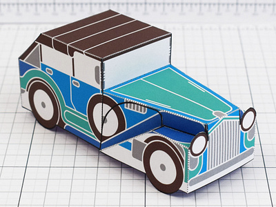 Vintage Car Paper Craft Toy car craft minimal model paper papertoy simple toy vintage