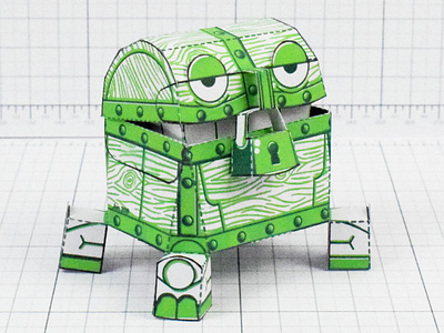 Malicious Mimic Dungeon Paper Toy chest dnd game gameboy mimic paper craft paper toy pixelart video