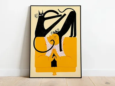 PRINT: Cats Yoga cat design graphic graphic design illustration illustration art illustrator illustrators logo polishillustrations polishillustrators poster press illustration print publication ui yoga