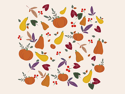 Inktober #8: Pattern autumn design fall illustration inktober leaves october pumpkin squash