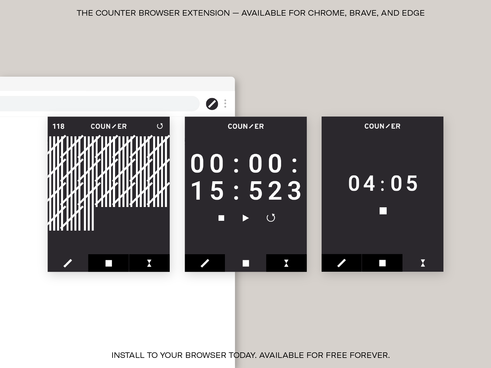 Snapshots of the Counter Browser Extension by Alex Schemagin on Dribbble