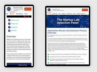 Responsive Design and Development for GS1 Startup Lab Website accessibility css framework menu mobile panel panelist responsive scroller tablet ui web design website