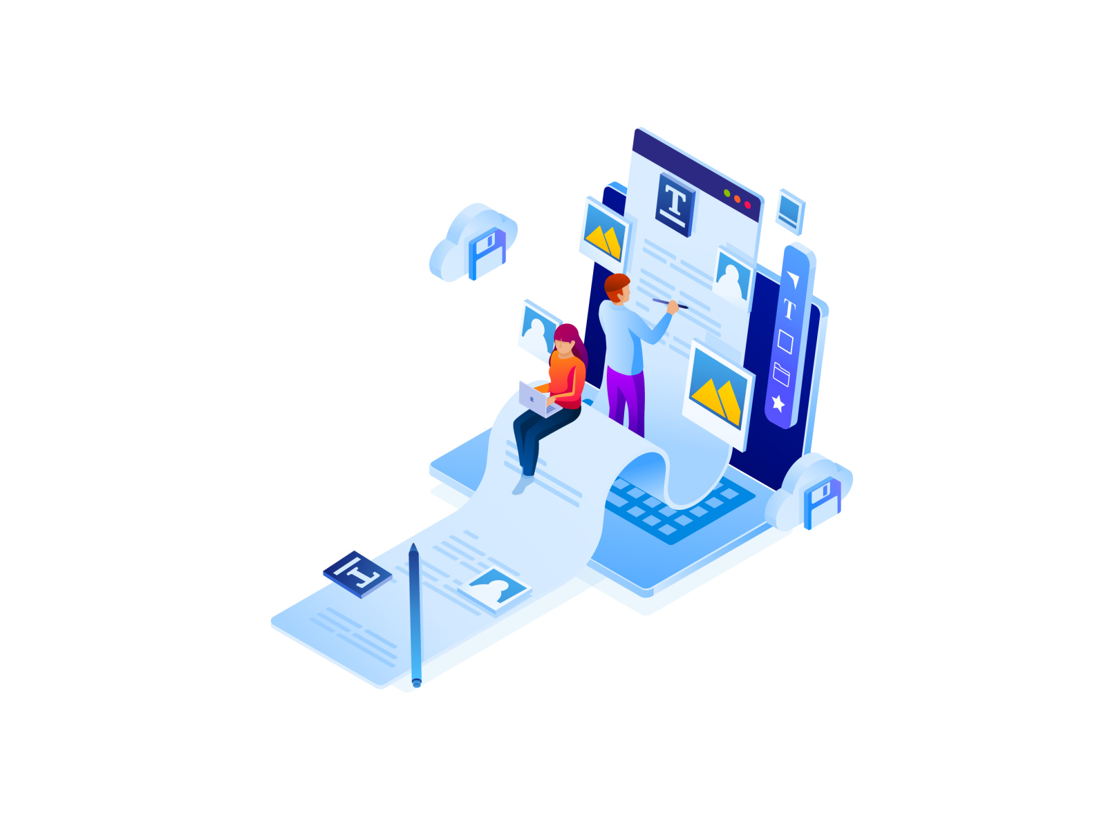 Blog Writing Isometric by Evan Fernandez on Dribbble